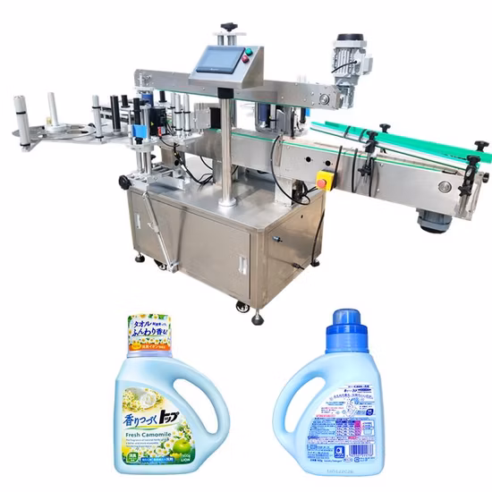 Automatic Adhesive Sticker Flat Surface Label Applicator Laundry Detergent Bottle Labler Double Sides Labeling Machine