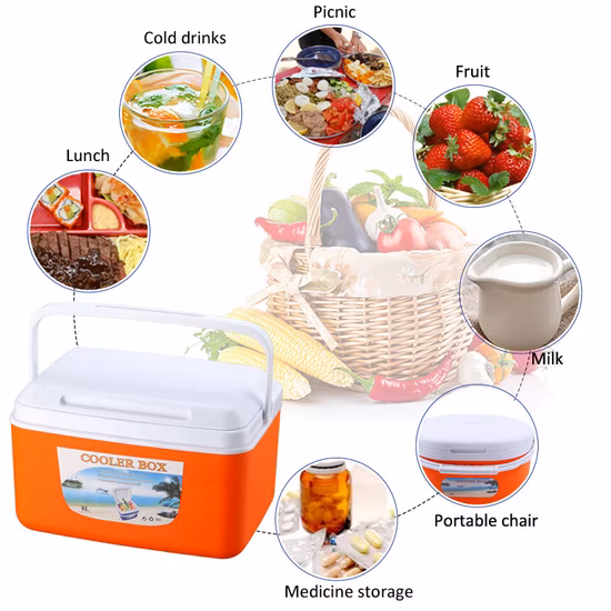 8L 屋外インキュベーターポータブルドリンク食品収納ボックス車の冷たい氷釣りボックスクーラーミニ冷蔵庫長方形アイスバケツ家庭用バーベキューピクニック
